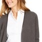 Cardigan feminino Charter Club Milano Cotton com abertura frontal, cinza, tamanho XS