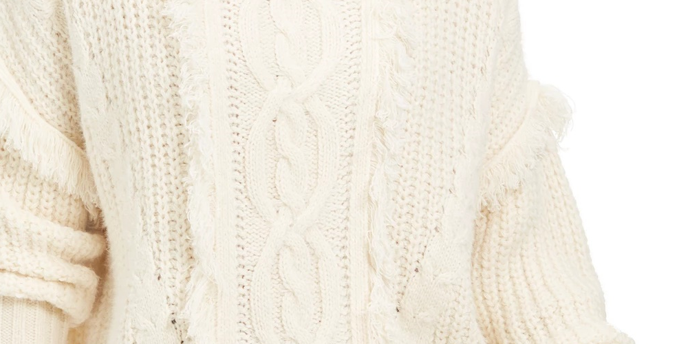 Suéter feminino Sage The Label, manga comprida, gola redonda, bege, tamanho médio