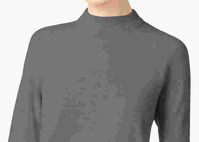 Blusa feminina Karen Scott de manga comprida e gola alta, cinza, tamanho extragrande