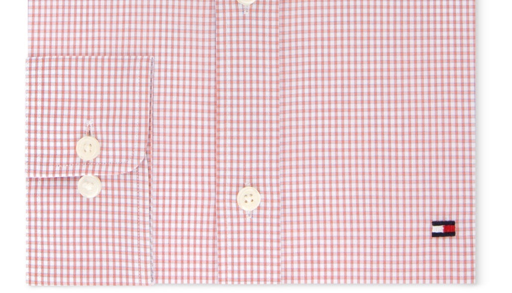 Camisa social masculina Tommy Hilfiger Slim Fit Performance Stretch exclusiva online laranja tamanho 16x32-33