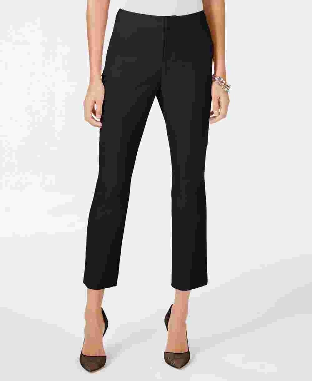 Calça feminina preta reta INC International Concepts para uso no trabalho, tamanho 4