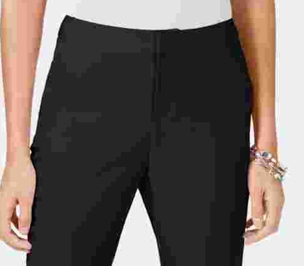Calça feminina preta reta INC International Concepts para uso no trabalho, tamanho 4