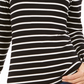 Blusa feminina listrada de gola alta Charter Club, preta, tamanho pequeno