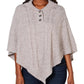 Poncho Karen Scott feminino com gola xale cinza-branco tamanho P/M