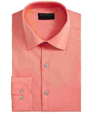 Alfani Men's Bedford Cord Classic/Regular Fit Dress Shirt Orange Size 34-35