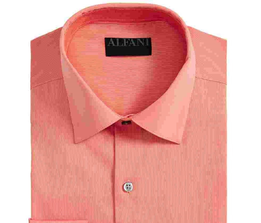 Camisa social masculina Alfani Bedford Cord Classic/Regular Fit Laranja Tamanho 34-35