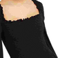 Blusa feminina Bar III com decote quadrado e franzido, preta, tamanho médio