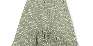 Vestido feminino estilo camponês alto e baixo, verde, tamanho médio