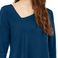 Blusa feminina Alfani com bainha assimétrica e manga 3/4, verde, tamanho médio