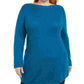 Túnica feminina Karen Scott Plus Size com bainha curva, azul, tamanho 2X