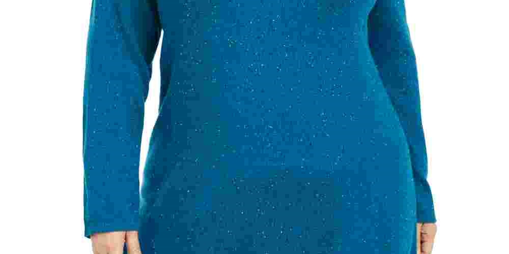 Túnica feminina Karen Scott Plus Size com bainha curva, azul, tamanho 2X