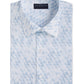 Camisa social masculina Alfani Classic Light com estampa geométrica azul, tamanho 14X14