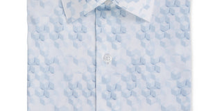 Camisa social masculina Alfani Classic Light com estampa geométrica azul, tamanho 14X14