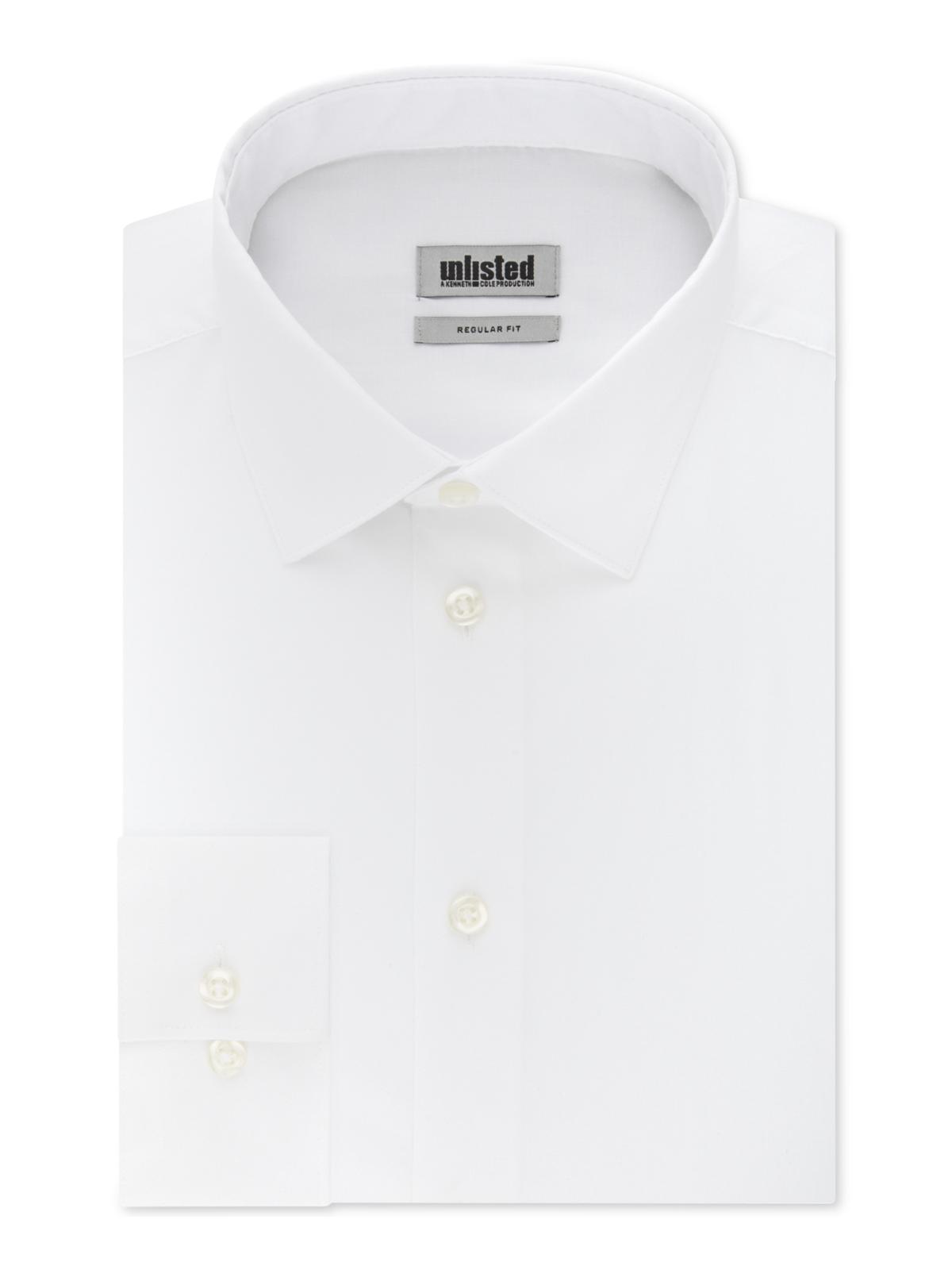 Camisa masculina Kenneth Cole de algodão misto com botões separados, branca, tamanho 32-33