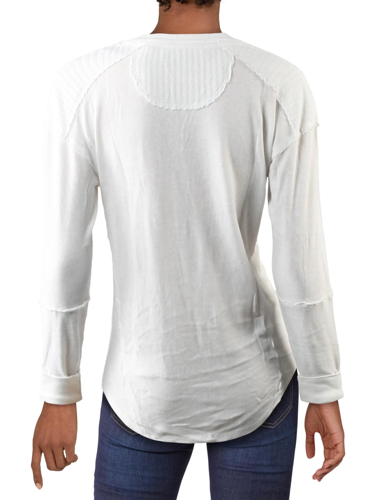 Blusa Henley Feminina Militar de Algodão com Tachas Free People Branca Tamanho Médio