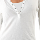 Blusa Henley Feminina Militar de Algodão com Tachas Free People Branca Tamanho Médio