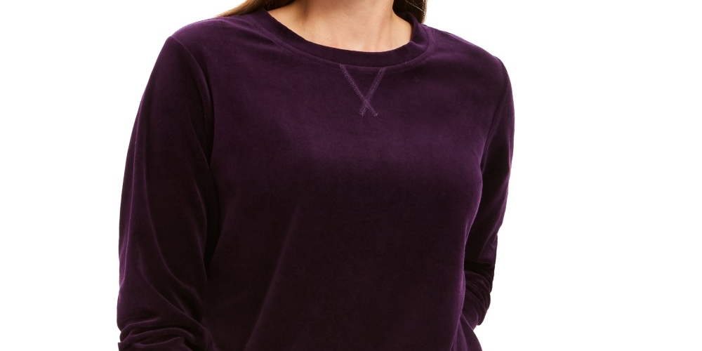 Karen Scott Moletom de veludo feminino roxo tamanho pequeno médio