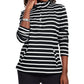 Karen Scott Sport Feminino Listrado Gola Simulada Top Preto Tamanho X-S