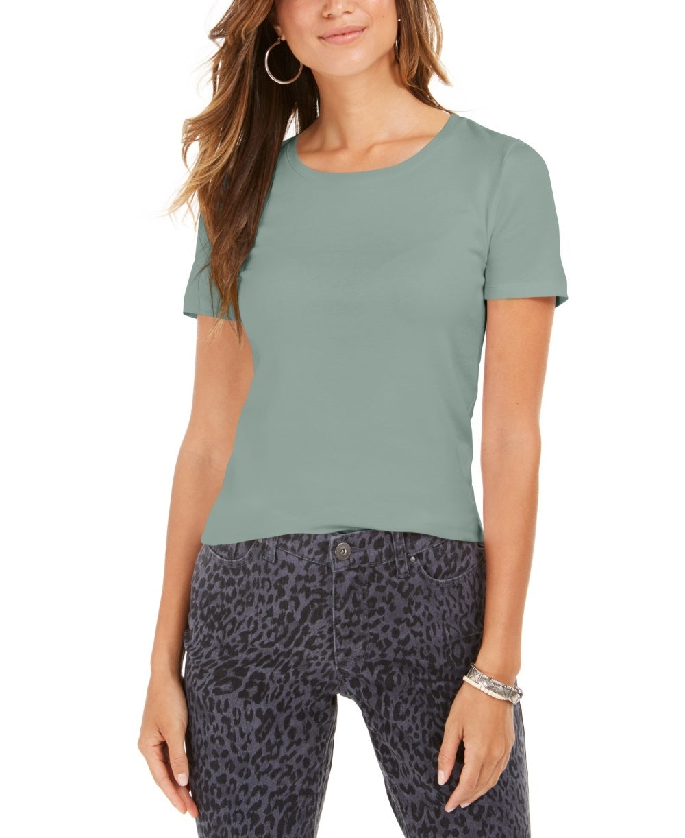 Camiseta feminina com decote redondo Style &amp; Co, verde, tamanho extragrande