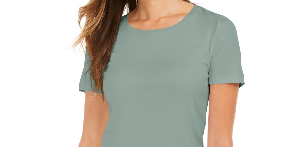 Camiseta feminina com decote redondo Style &amp; Co, verde, tamanho extragrande