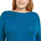 Túnica feminina Karen Scott Plus Size com bainha curva, azul, tamanho 0X