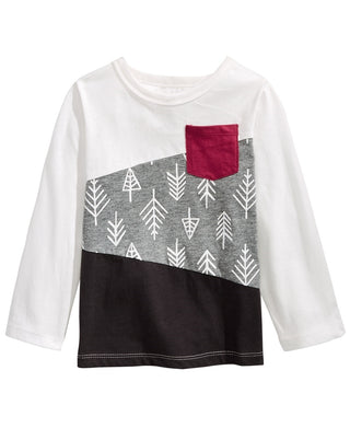 Camiseta infantil First Impressions para bebês meninos, de algodão, manga comprida, com blocos de cores, branca, tamanho 18