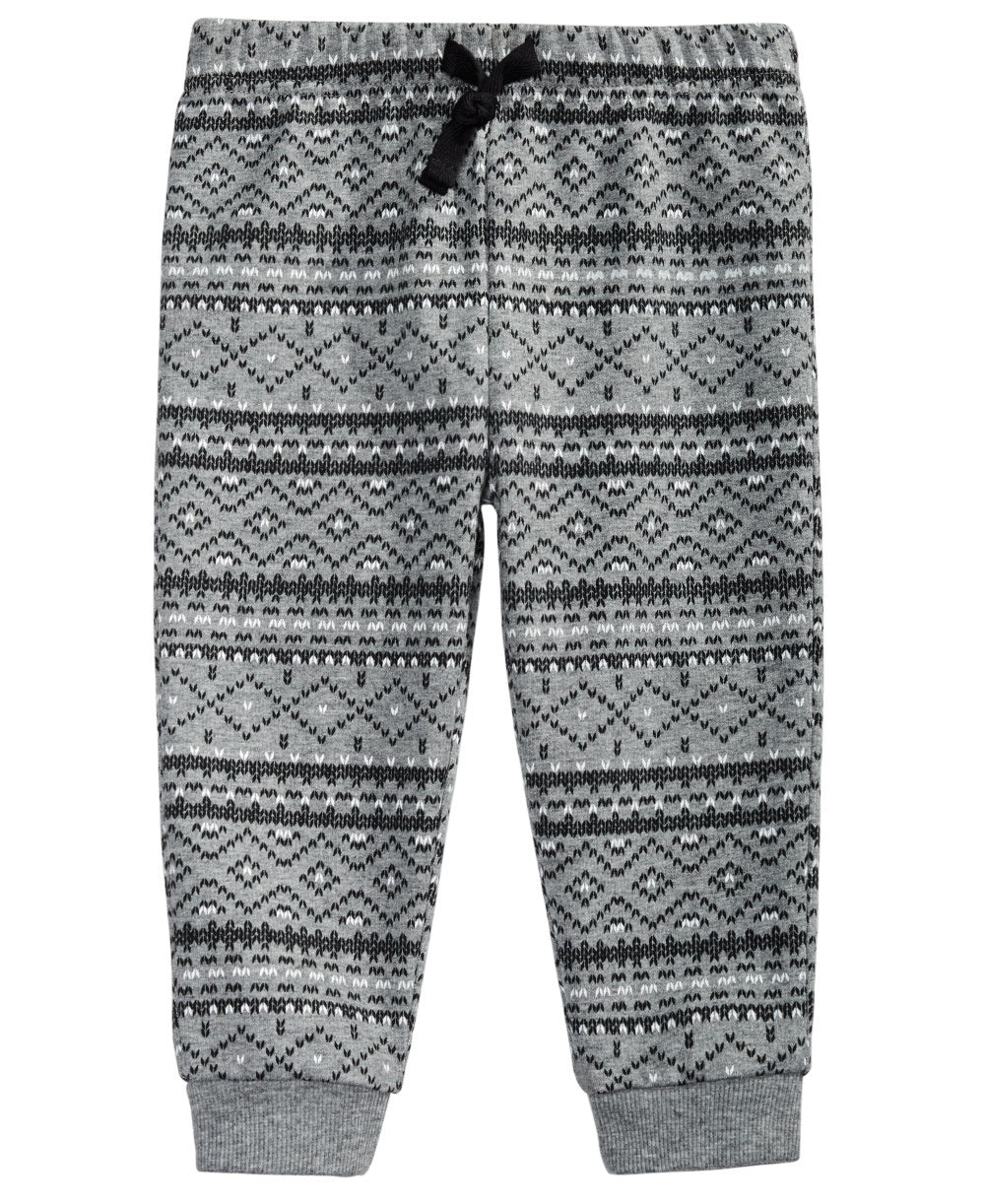 Calça jogger infantil de algodão com estampa Fair Isle da First Impressions para meninos, tamanho 2T, cinza