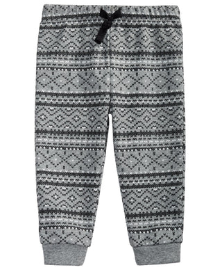 Calça jogger infantil de algodão com estampa Fair Isle da First Impressions para meninos, tamanho 2T, cinza