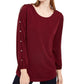 Blusa feminina NY Collection com mangas divididas, vermelha, tamanho pequeno, médio