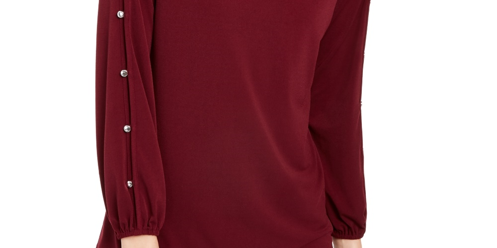 Blusa feminina NY Collection com mangas divididas, vermelha, tamanho pequeno, médio