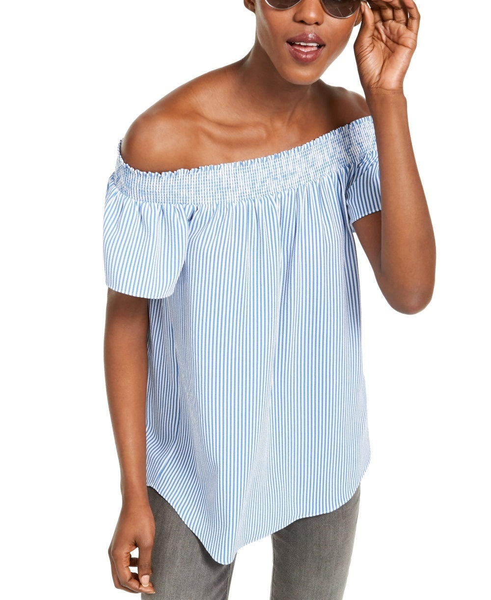 Blusa listrada tomara que caia Michael Kors feminina, branca, tamanho XX-G