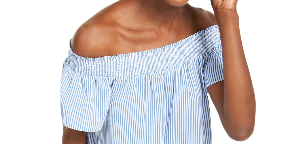 Blusa listrada tomara que caia Michael Kors feminina, branca, tamanho XX-G