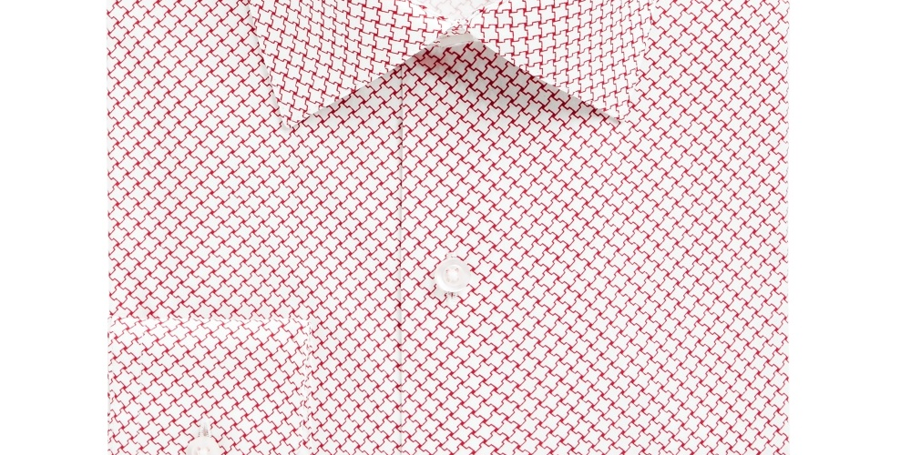 Camisa social masculina Alfani com gola estampada e ajuste fino, elástica, branca, tamanho 32-33
