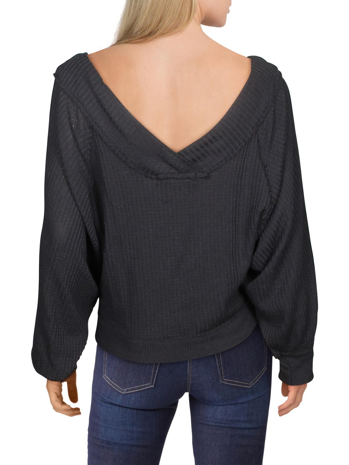 Blusa térmica feminina Free People Westend preta, tamanho médio