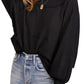 Blusa térmica feminina Free People Westend preta, tamanho médio