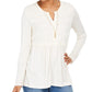 Top drapeado com renda frontal feminino Style &amp; Co, branco, tamanho X-S