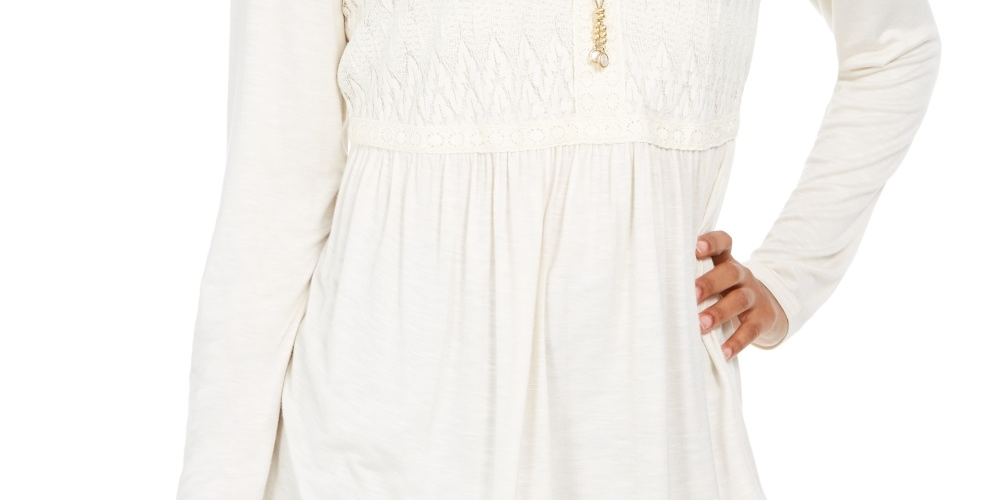 Top drapeado com renda frontal feminino Style &amp; Co, branco, tamanho X-S