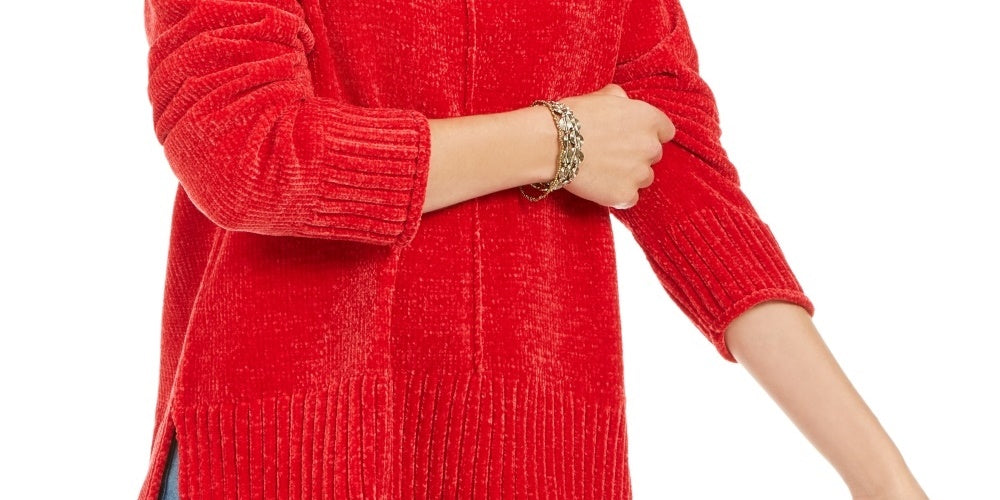 Suéter chenille feminino Style &amp; Co vermelho tamanho pequeno pequeno