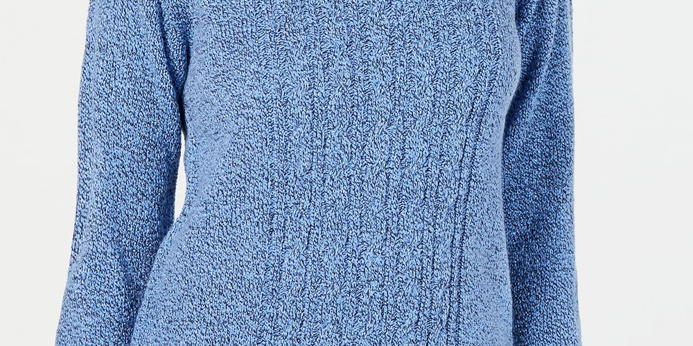 Karen Scott Suéter Feminino Texturizado de Malha Manga Longa Gola Alta Azul Tamanho Pequeno