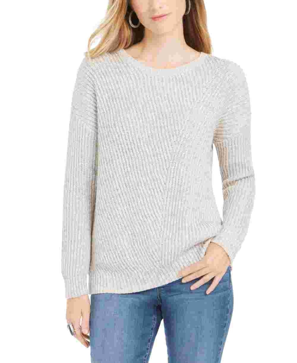 Suéter feminino canelado com ombros caídos, estilo &amp; co, bege, tamanho grande