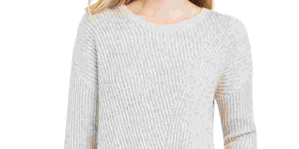 Suéter feminino canelado com ombros caídos, estilo &amp; co, bege, tamanho grande