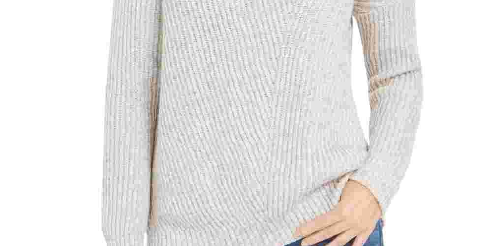 Suéter feminino canelado com ombros caídos, estilo &amp; co, bege, tamanho grande