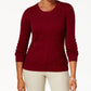 Karen Scott Suéter Feminino de Tricô com Decote Redondo Vermelho Tamanho Pequeno X-Grande