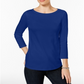 Blusa feminina Charter Club de algodão Pima com botões e ombros de fora, azul, tamanho pequeno GG