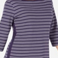 Karen Scott Blusa feminina listrada de algodão com bainha ventilada, roxa, tamanho grande