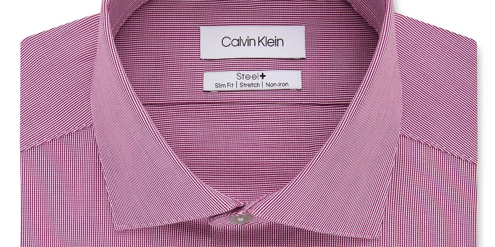 Camisa social Calvin Klein masculina slim fit, elástica, sem passar, rosa, tamanho 16x32x33