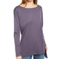 Blusa feminina Eileen Fisher com decote balé e manga comprida, cinza, tamanho pequeno