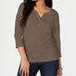 Karen Scott Blusa Henley Feminina Manga 3/4 Lisa Marrom Tamanho Médio