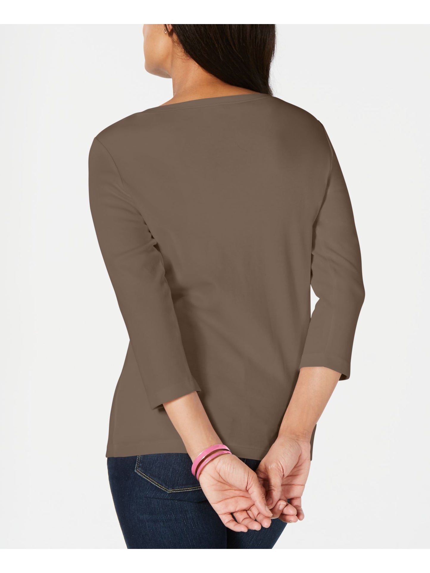 Karen Scott Blusa Henley Feminina Manga 3/4 Lisa Marrom Tamanho Médio