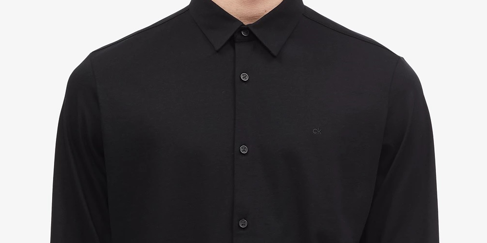 Camisa Calvin Klein Masculina Slim Fit com Carcela Francesa Preta Tamanho XX-G